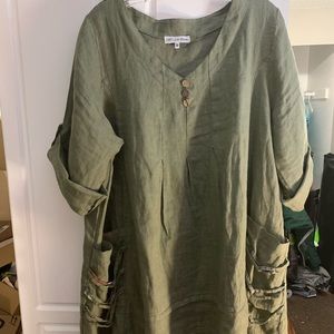 100% linen dress with pockets